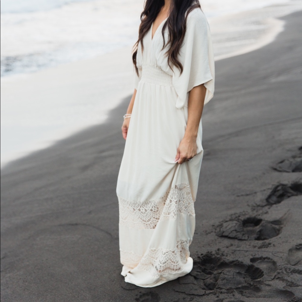 Cream Color Flowy Boho Dress